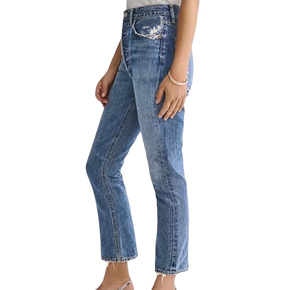 Agolde Riley High Rise Cropped Straight Leg Jeans - Picture 4 of 16